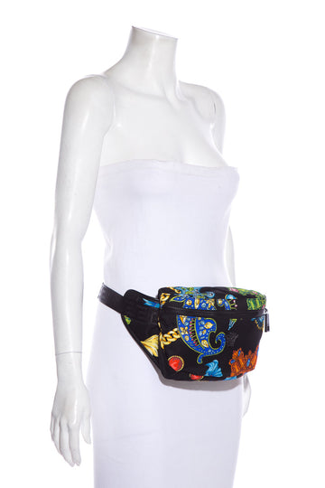 Versace Black & Multi Printed Fanny Pack