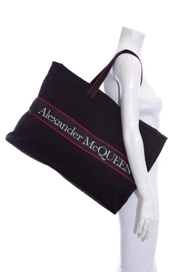 Alexander McQueen Black & Red Signature Leather/canvas Tote