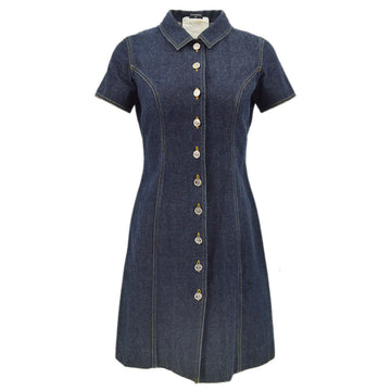 Top Quality Chanel Leather/denim Dress Navy #40