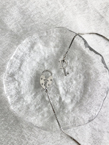 Christian Dior Heart Motif Necklace Silver Vintage cmpjwe