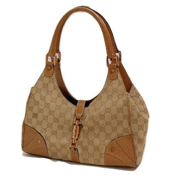 Gucci Bardot Vintage Brown Large G Logo Print Canvas And  Glossy Brown Leather
