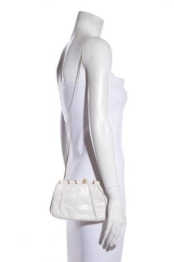 Judith Leiber Vintage Ivory & Gold Snakeskin Clutch Handbag