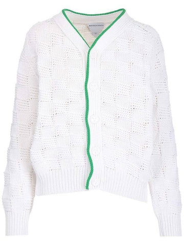 Luxury Bottega Veneta Intrecciato Pattern Cardigan White