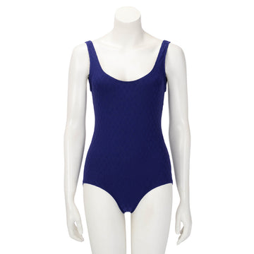 Chanel Dark Blue CC Jacquard One Piece Swimsuit Bodysuit FR 40