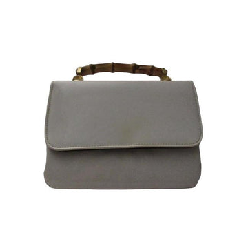 Gucci Box W Lunch Bamboo Handle White  Leather Satchel