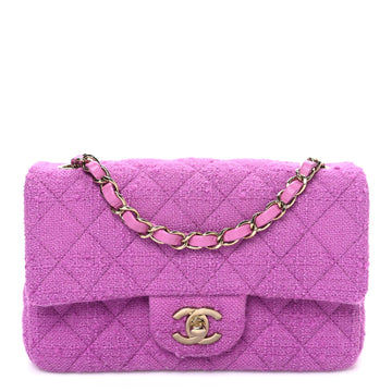 Tweed Quilted Mini Rectangular Flap Purple