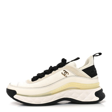 Velvet Calfskin Mixed Fibers CC Sneakers 37 Ivory Black