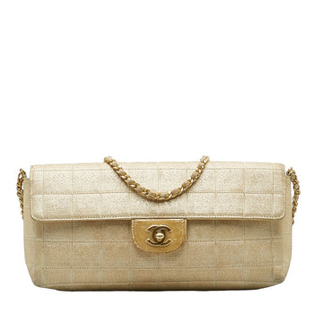 Top Quality Chanel Coco New Label Line Chain Shoulder Bag Beige Leather/canvas Leather  Chanel