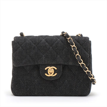 Top Quality Chanel Mini Matrace 17 Leather/denim Single Flap Single Chain Bag Black G  5th A35200