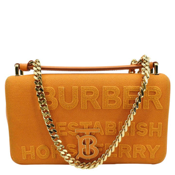 Burberry Horseferry Print Lola Canvas Leather Shoulder Bag Orange