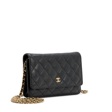 Top Quality Chanel Black Quilted Leather Wallet On Chain