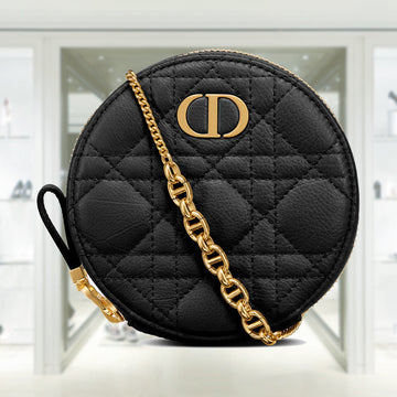 DIOR CARO ROUND POUCH WITH CHAIN