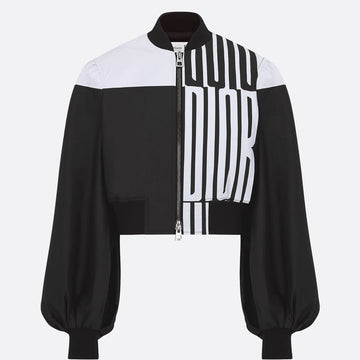 Cropped Bomber Jacket with Bishop Sleeves