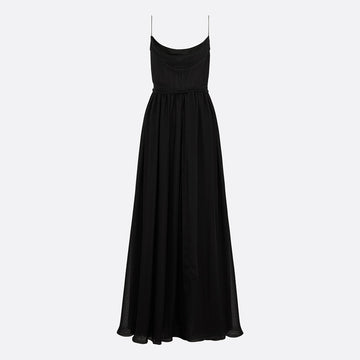 Long Evening Gown with Embroidered Back