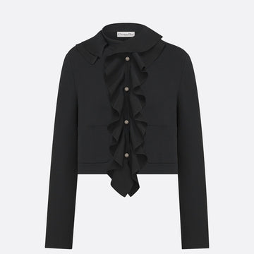 Cropped Jacket with Removable Ruched Collar