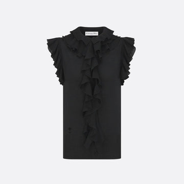 Sleeveless Top with Removable Ruched Collar