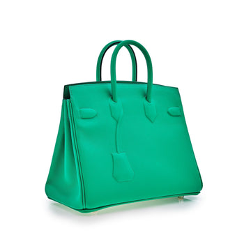 Hermes Birkin 25 Shadow Bag Menthe Leather Leather