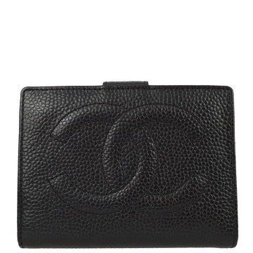 Top Quality Chanel 1996-1997  Black Leather Bifold Wallet Purse