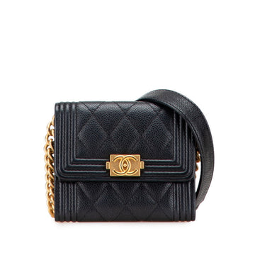 Chanel Boy Chanel Matelassé Caviar Skin Shoulder Wallet