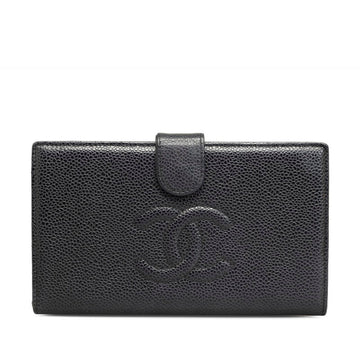 Top Quality Chanel Coco Double Fold Wallet Black Leather S  Chanel