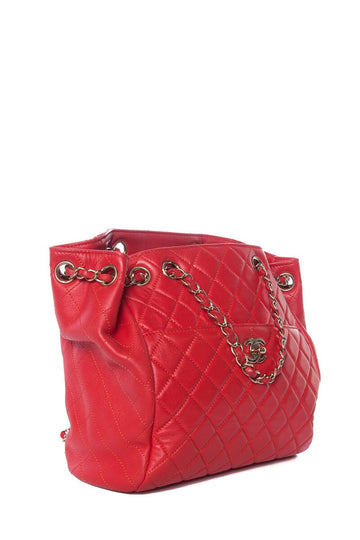 Chanel Red Quilted Leather Drawstring Medium GHWHandbag