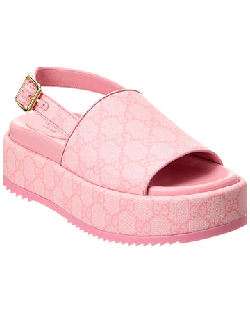 Gucci GG Supreme Canvas & Leather Platform Sandal