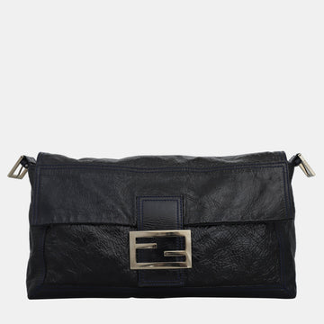 Black Patent Leather Baguette Clutch Bag