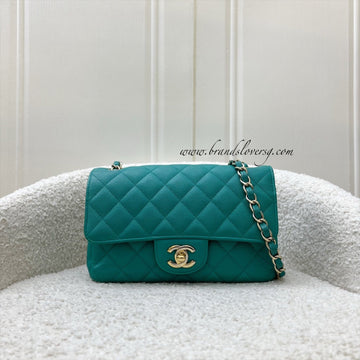 Chanel Classic Mini Rectangle Flap in Turquoise Caviar and LGHW