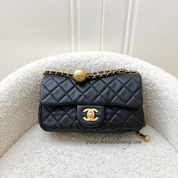 Chanel Pearl Crush Mini Rectangle Flap in Black Lambskin AGHW (AS1787)