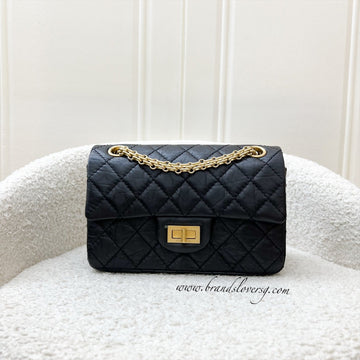 Chanel Classic 2.55 Reissue Mini Flap in Black Distressed Calfskin AGHW (Model: AS0874)