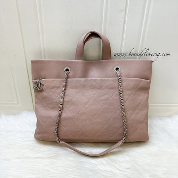 Chanel Large Quilted Tote Bag in Pink Caviar and SHW