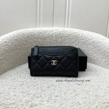 Chanel Zipped Card Holder with Coin Compartment in Black Caviar and GHW (Model: AP3179)