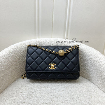 Chanel Pearl Crush Wallet on Chain WOC in Black Lambskin and AGHW (Model: AP1450)