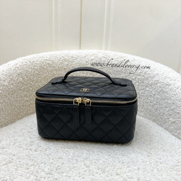 Chanel Jewellery Vanity Case with Top Handle in Black Caviar and LGHW