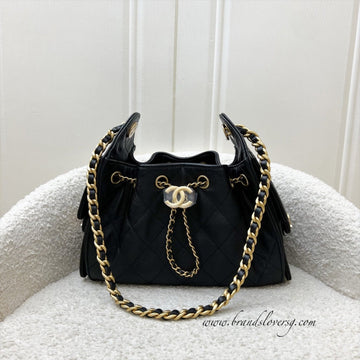 Chanel 25 Mini Hobo Bag in Black Caviar and AGHW (Model: AS5631)