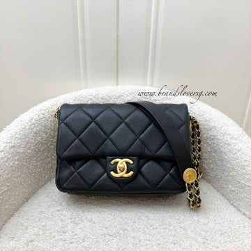 Chanel 22A Twist Your Buttons Small / Mini Flap in Black Caviar and AGHW (Model: AS3369)