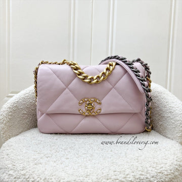 Chanel 19 Small Flap in 21S Rose Clair Light Pink Lambskin and 3-tone HW