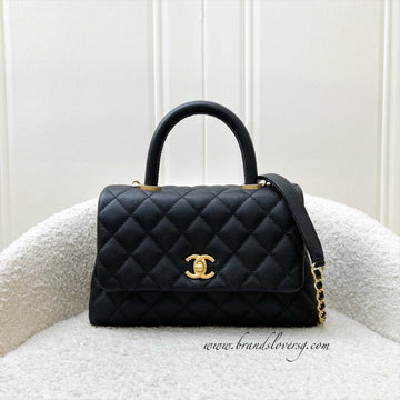 Chanel Small 24cm Coco Handle Flap in Black Caviar and AGHW (Model: A92990)