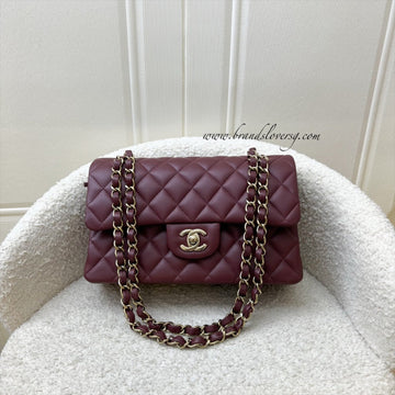 Chanel Small Classic Flap CF in Burgundy Lambskin and LGHW