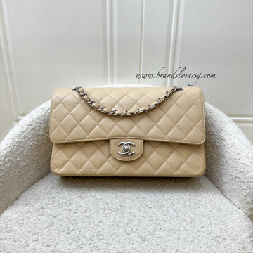 Chanel Medium Classic Flap CF in Beige Caviar and SHW