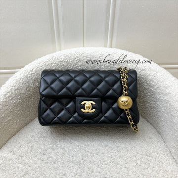 [Brand new - May 2025] Chanel Pearl Crush Mini Rectangular Flap in 25S Black Stiff Lambskin and AGHW (Model: AS1787)