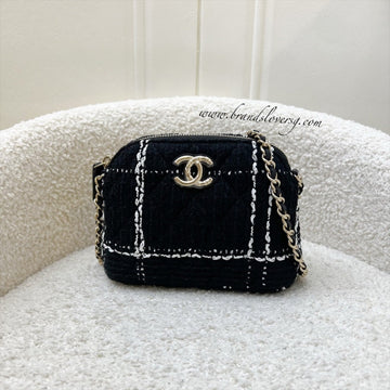 Chanel 24K VIP Gift Mini Bag in Black and White Tweed and LGHW