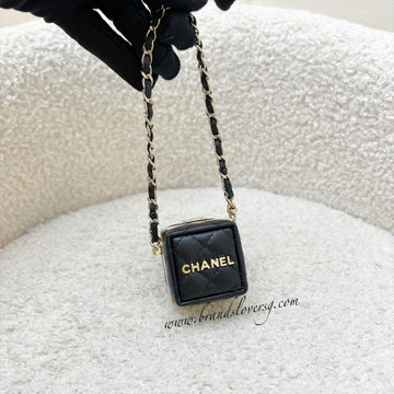 Chanel Cube Bag Charm in Black Lambskin and GHW