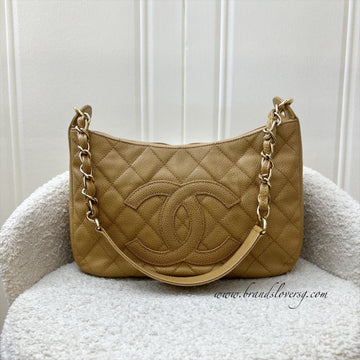Chanel Vintage Half Moon Timeless Hobo in Dark Beige Caviar and GHW