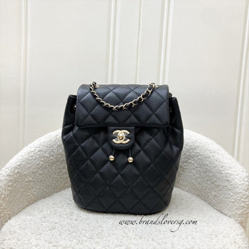 Chanel 24S Urban Spirit Backpack in Black Shiny Caviar and LGHW