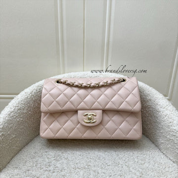 Chanel Small Classic Flap CF in 21C Rose Clair Light Pink Caviar and LGHW