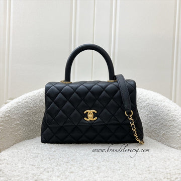 Chanel Small 24cm Coco Handle Flap in Black Caviar and AGHW (Model: A92990)