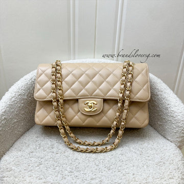 Chanel Medium Classic Flap CF in Beige Caviar and GHW