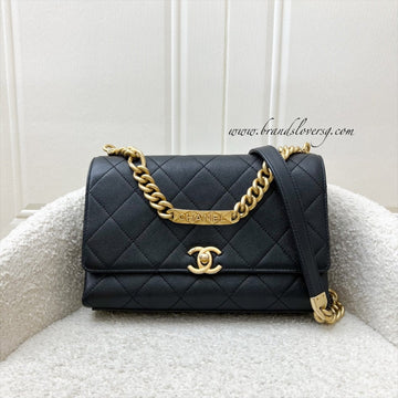 Chanel Bracelet Handle Small Flap in Black Caviar and AGHW
