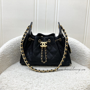 Chanel 25 Mini Hobo Bag in Black Caviar and AGHW (Model: AS5631)
